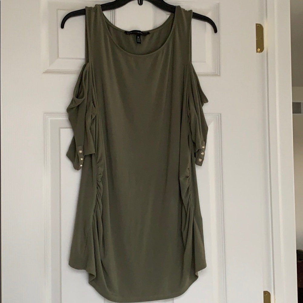 WHBM - Army Green Cold Shoulder Top